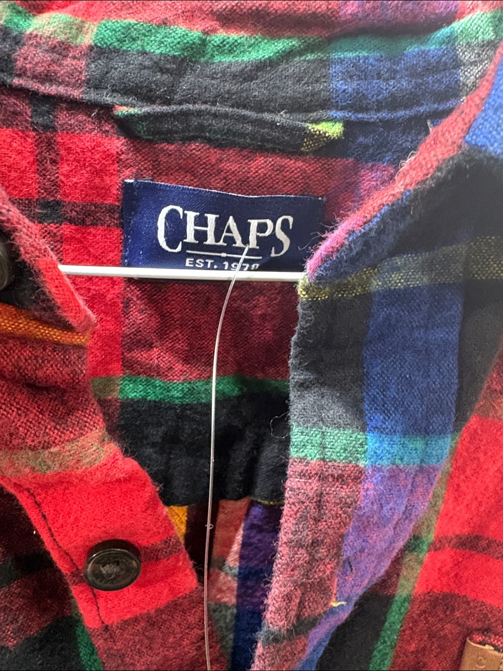 NWT Chaps Men's Multicolor Red Plaid Button-Down Shirt - Picture 3 of 4